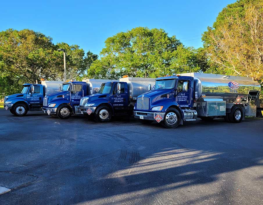 Fleet of fuel delivery trucks | A-1 Fuel Service Fuel Delivery Southwest Florida
